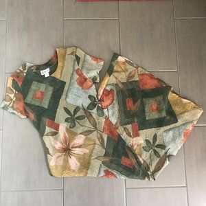 Vintage BoHo 7 Sisters Earthtones Tulle Overlay Maxi Dress with Flutter Sleeve